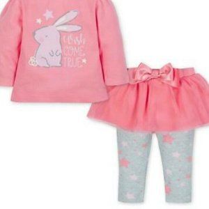 New Toddler Girl Bunny Top & Tutu Leggings Set